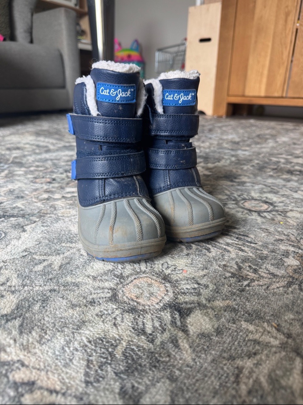 Cat & Jack Navy and Gray Kids Waterproof Winter Boots